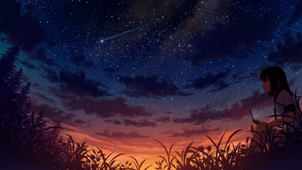 星空下的少女与流星4K动漫壁纸 免费下载-紫媛壁纸网