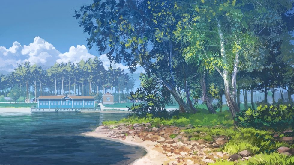 湖畔森林小屋风景画4K动漫二次元壁纸 免费下载-紫媛壁纸网