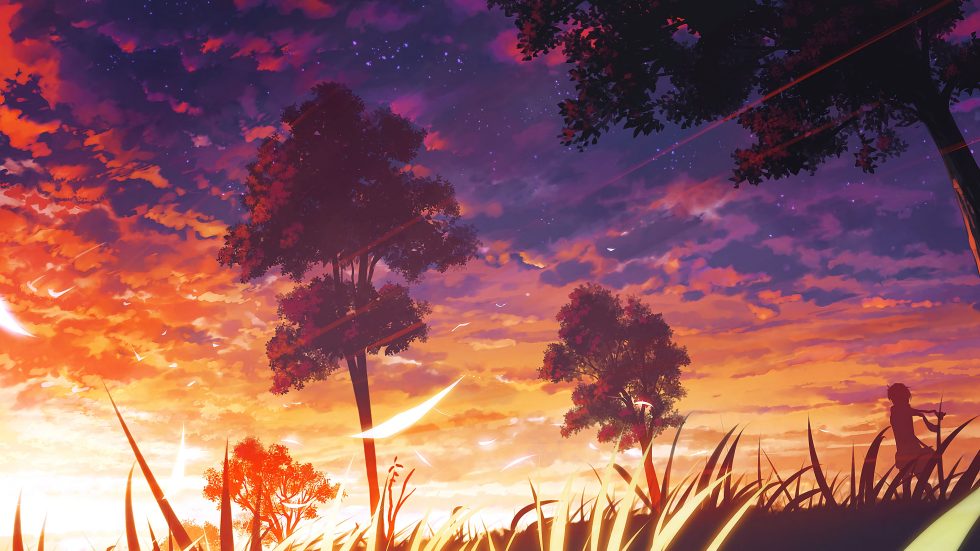 梦幻黄昏下的静谧田野4K动漫壁纸 免费下载-紫媛壁纸网